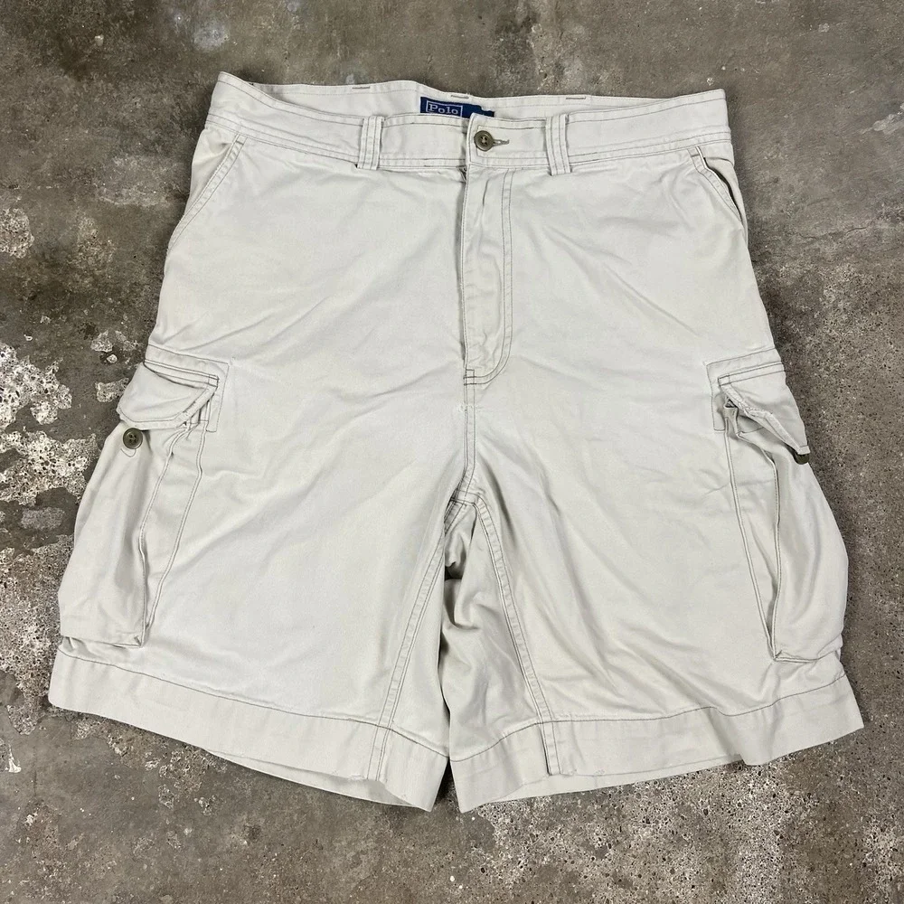 Polo Ralph Lauren Cargo Shorts Size 34 Beige Chino Casual Fit Utility Outdoor‎